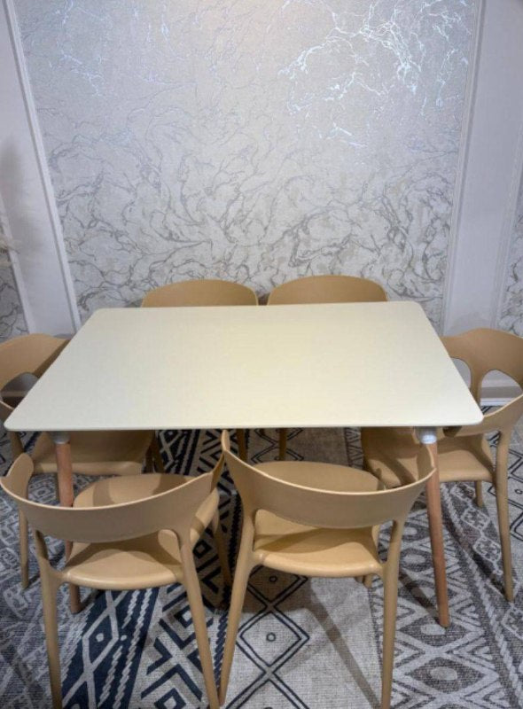 Table Elyne Rectangulaire 1.40 cm + 06 Chaises Coquille