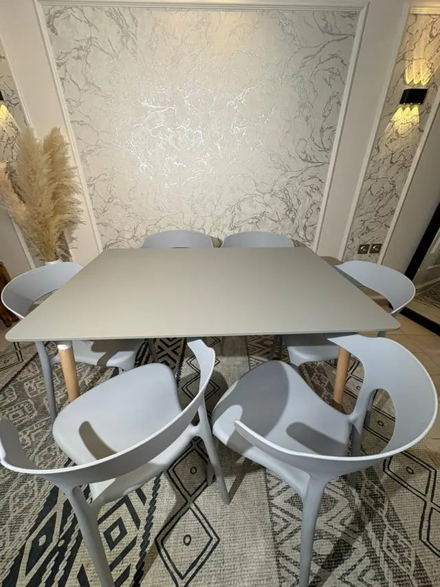 Table Elyne Rectangulaire 1.40 cm + 06 Chaises Coquille