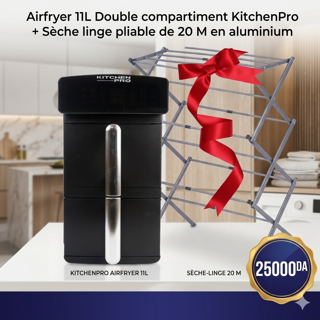 PACK  KitchenPro+ قلاية هوائية + منشر غسيل 20 م